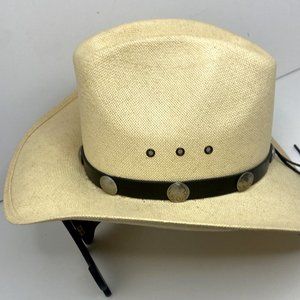 Scott Colburn Saddlery Cowboy Hat Genuine Shantung Buffalo Nickle Band 6-7/8